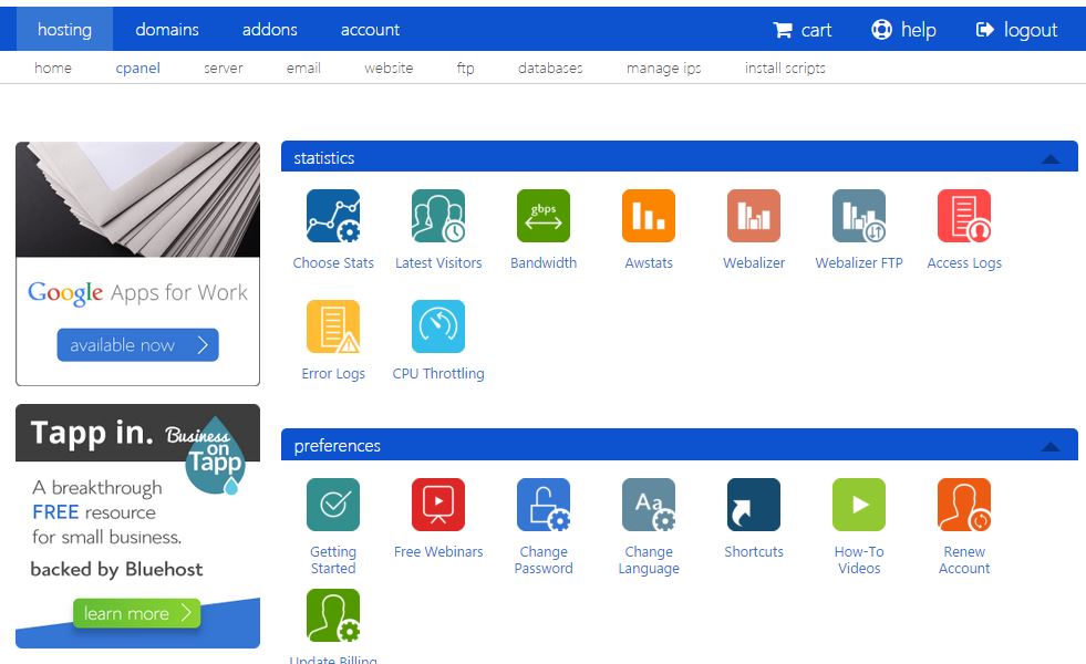 Bluehost Control Panel